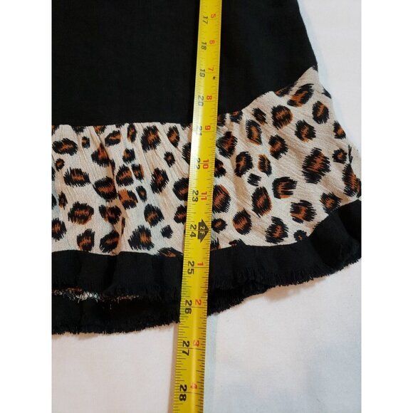 Umgee Linen blend tunic black animal print long balloon sleeves size S NEW - Picture 16 of 16